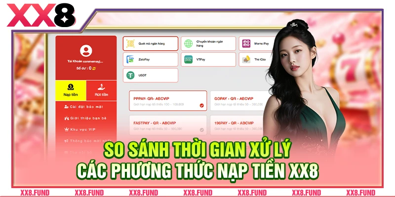 So sánh thời gian xử lý các phương thức nạp tiền XX8